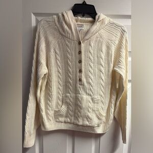 NET Pink Rose Cream Colored Hooded Sweater Size Large